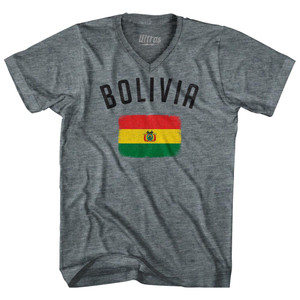 Bolivia Country Flag Heritage Tri-Blend V-Neck Womens Junior Cut T-Shirt by Ultras