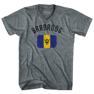 Barbados Country Flag Heritage Adult Tri-Blend V-Neck T-Shirt by Ultras