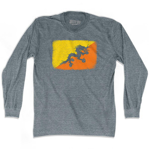 Bhutan Country Flag Adult Tri-Blend Long Sleeve T-Shirt by Ultras Bhutan Country Flag Adult Tri-Blend Long Sleeve T-Shirt by Ultras