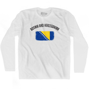 Bosnia And Herzegovina Country Flag Heritage Adult Cotton Long Sleeve T-Shirt by Ultras Bosnia And Herzegovina Country Flag Heritage Adult Cotton Long Sleeve T-Shirt by Ultras