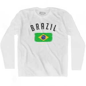 Brazil Country Flag Heritage Adult Cotton Long Sleeve T-Shirt by Ultras Brazil Country Flag Heritage Adult Cotton Long Sleeve T-Shirt by Ultras