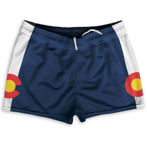 Colorado US State Flag Shorty Short Gym Shorts 2.5" Inseam Made In USA by Shorty Shorts Colorado US State Flag Shorty Short Gym Shorts 2.5" Inseam Made In USA by Shorty Shorts