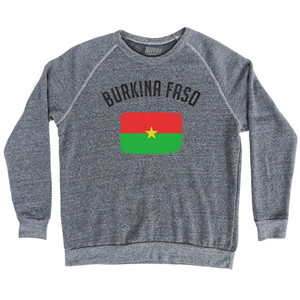 Burkina Faso Country Flag Adult Tri-Blend Sweatshirt - Athletic Grey