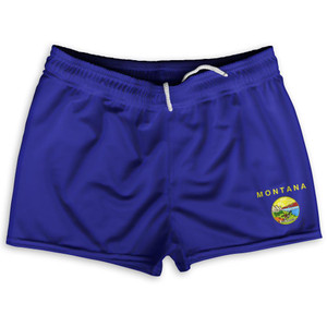 Montana US State Flag Shorty Short Gym Shorts 2.5" Inseam Made In USA by Shorty Shorts Montana US State Flag Shorty Short Gym Shorts 2.5" Inseam Made In USA by Shorty Shorts