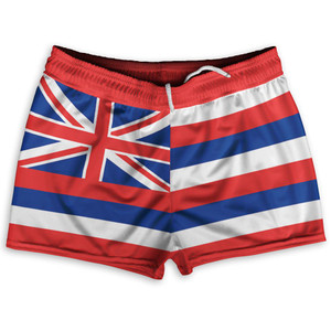 Hawaii US State Flag Shorty Short Gym Shorts 2.5" Inseam Made In USA by Shorty Shorts Hawaii US State Flag Shorty Short Gym Shorts 2.5" Inseam Made In USA by Shorty Shorts