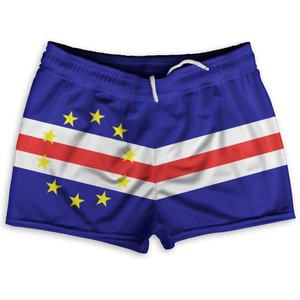 Cape Verde County Flag Shorty Short Gym Shorts 2.5" Inseam Made In USA by Shorty Shorts Cape Verde County Flag Shorty Short Gym Shorts 2.5" Inseam Made In USA by Shorty Shorts