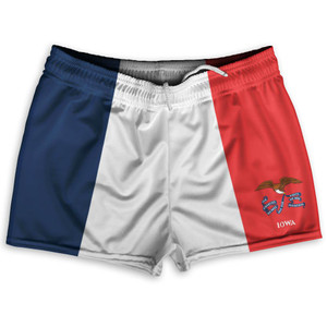 Iowa US State Flag Shorty Short Gym Shorts 2.5" Inseam Made In USA by Shorty Shorts Iowa US State Flag Shorty Short Gym Shorts 2.5" Inseam Made In USA by Shorty Shorts