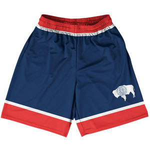 Wyoming US State Flag Basketball Practice Shorts Made In USA by Basketball Shorts