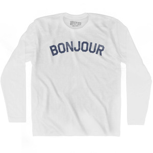 Bonjour Adult Cotton Long Sleeve T-shirt - White