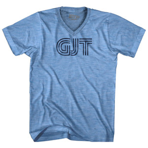 Grand Junction Airport GJT Adult Tri-Blend V-neck T-shirt - Athletic Blue