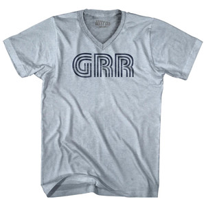 Grand Rapids Airport GRR Adult Tri-Blend V-neck T-shirt - Athletic White