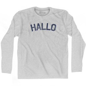 Hallo - Hello In Dutch Adult Cotton Long Sleeve T-shirt - Grey Heather