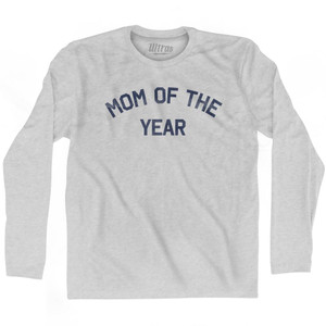 Mom Of The Year Adult Cotton Long Sleeve T-shirt - Grey Heather