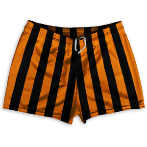 Tennessee Orange & Black Vertical Stripe Shorty Short Gym Shorts 2.5" Inseam Made In USA by Ultras Tennessee Orange & Black Vertical Stripe Shorty Short Gym Shorts 2.5" Inseam Made In USA by Ultras