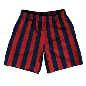 Navy Blue & Dark Red Vertical Stripe Athletic Running Fitness Exercise Shorts 7" Inseam Shorts Made In USA by Ultras Navy Blue & Dark Red Vertical Stripe Athletic Running Fitness Exercise Shorts 7" Inseam Shorts Made In USA by Ultras