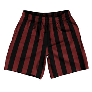 Maroon Red & Black Vertical Stripe Athletic Running Fitness Exercise Shorts 7" Inseam Shorts Made In USA by Ultras Maroon Red & Black Vertical Stripe Athletic Running Fitness Exercise Shorts 7" Inseam Shorts Made In USA by Ultras