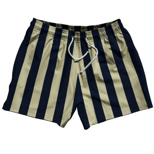 Navy Blue & Vegas Gold Vertical Stripe 5" Swim Shorts Made in USA by Ultras Navy Blue & Vegas Gold Vertical Stripe 5" Swim Shorts Made in USA by Ultras