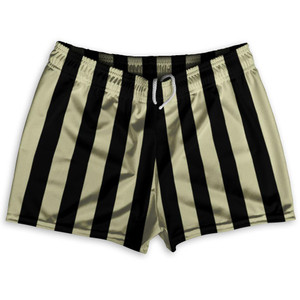 Vegas Gold & Black Vertical Stripe Shorty Short Gym Shorts 2.5" Inseam Made In USA by Ultras Vegas Gold & Black Vertical Stripe Shorty Short Gym Shorts 2.5" Inseam Made In USA by Ultras