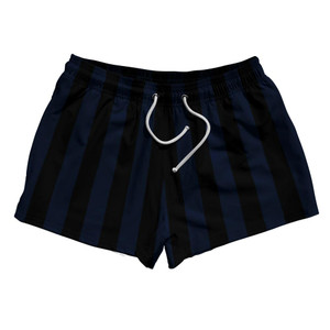 Navy Blue & Black Vertical Stripe 2.5" Swim Shorts Made in USA by Ultras Navy Blue & Black Vertical Stripe 2.5" Swim Shorts Made in USA by Ultras