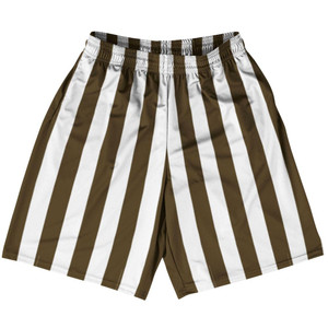 Dark Brown & White Vertical Stripe Basketball Practice Shorts Made In USA by Ultras Basketball Dark Brown & White Vertical Stripe Basketball Practice Shorts Made In USA by Ultras Basketball
