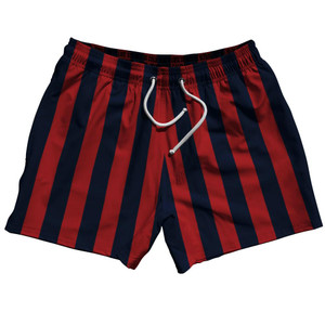 Navy Blue & Dark Red Vertical Stripe 5" Swim Shorts Made in USA by Ultras Navy Blue & Dark Red Vertical Stripe 5" Swim Shorts Made in USA by Ultras
