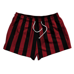 Cardinal Red & Black Vertical Stripe 2.5" Swim Shorts Made in USA by Ultras Cardinal Red & Black Vertical Stripe 2.5" Swim Shorts Made in USA by Ultras