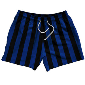 Royal Blue & Black Vertical Stripe 5" Swim Shorts Made in USA by Ultras