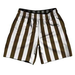 Dark Brown & White Vertical Stripe Athletic Running Fitness Exercise Shorts 7" Inseam Shorts Made In USA by Ultras Dark Brown & White Vertical Stripe Athletic Running Fitness Exercise Shorts 7" Inseam Shorts Made In USA by Ultras