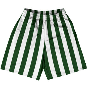 Forest Green & White Vertical Stripe Basketball Practice Shorts Made In USA by Ultras Basketball Forest Green & White Vertical Stripe Basketball Practice Shorts Made In USA by Ultras Basketball