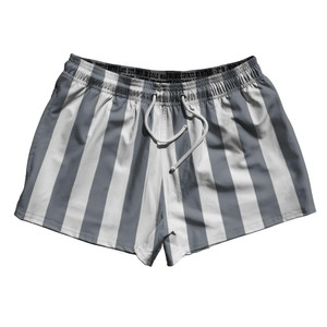 Dark Gray & White Vertical Stripe Swim Shorts 7.5