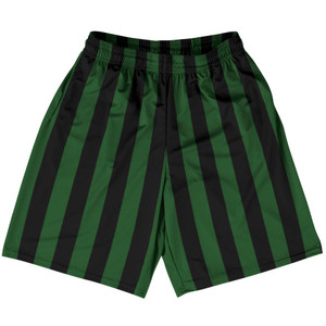 Hunter Green & Black Vertical Stripe Basketball Practice Shorts Made In USA by Ultras Basketball Hunter Green & Black Vertical Stripe Basketball Practice Shorts Made In USA by Ultras Basketball