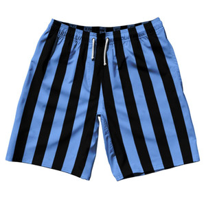 Carolina Blue & Black Vertical Stripe 10" Swim Shorts Made in USA by Ultras Carolina Blue & Black Vertical Stripe 10" Swim Shorts Made in USA by Ultras