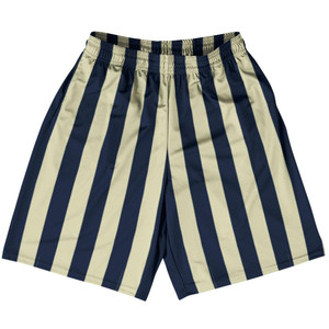 Navy Blue & Vegas Gold Vertical Stripe Basketball Practice Shorts Made In USA by Ultras Basketball Navy Blue & Vegas Gold Vertical Stripe Basketball Practice Shorts Made In USA by Ultras Basketball