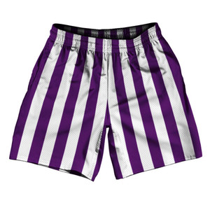 Medium Purple & White Vertical Stripe Athletic Running Fitness Exercise Shorts 7" Inseam Shorts Made In USA by Ultras Medium Purple & White Vertical Stripe Athletic Running Fitness Exercise Shorts 7" Inseam Shorts Made In USA by Ultras