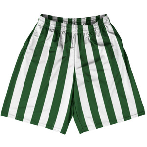 Hunter Green & White Vertical Stripe Basketball Practice Shorts Made In USA by Ultras Basketball Hunter Green & White Vertical Stripe Basketball Practice Shorts Made In USA by Ultras Basketball