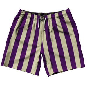 Medium Purple & Vegas Gold Vertical Stripe Swim Shorts 7.5" Made in USA by Ultras Medium Purple & Vegas Gold Vertical Stripe Swim Shorts 7.5" Made in USA by Ultras