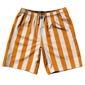 Tennessee Orange & White Vertical Stripe 10" Swim Shorts Made in USA by Ultras Tennessee Orange & White Vertical Stripe 10" Swim Shorts Made in USA by Ultras