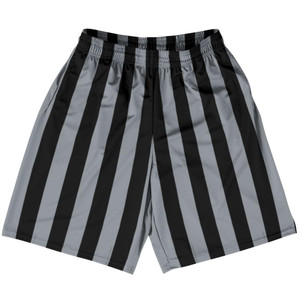 Dark Gray & Black Vertical Stripe Basketball Practice Shorts Made In USA by Ultras Basketball