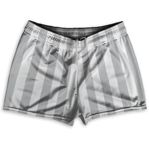 Medium Gray & White Vertical Stripe Shorty Short Gym Shorts 2.5" Inseam Made In USA by Ultras Medium Gray & White Vertical Stripe Shorty Short Gym Shorts 2.5" Inseam Made In USA by Ultras