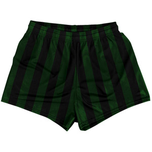 Forest Green & Black Vertical Stripe Womens & Girls Sport Shorts End Made In USA by Ultras Forest Green & Black Vertical Stripe Womens & Girls Sport Shorts End Made In USA by Ultras