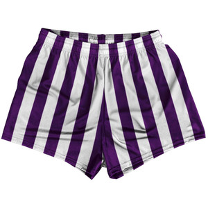 Medium Purple & White Vertical Stripe Womens & Girls Sport Shorts End Made In USA by Ultras Medium Purple & White Vertical Stripe Womens & Girls Sport Shorts End Made In USA by Ultras