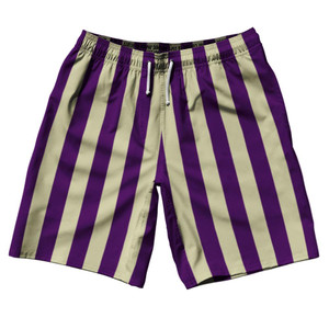 Medium Purple & Vegas Gold Vertical Stripe 10" Swim Shorts Made in USA by Ultras Medium Purple & Vegas Gold Vertical Stripe 10" Swim Shorts Made in USA by Ultras