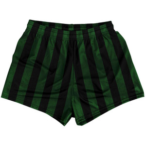 Hunter Green & Black Vertical Stripe Womens & Girls Sport Shorts End Made In USA by Ultras Hunter Green & Black Vertical Stripe Womens & Girls Sport Shorts End Made In USA by Ultras