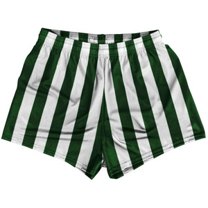 Hunter Green & White Vertical Stripe Womens & Girls Sport Shorts End Made In USA by Ultras Hunter Green & White Vertical Stripe Womens & Girls Sport Shorts End Made In USA by Ultras