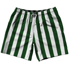 Hunter Green & White Vertical Stripe Swim Shorts 7.5" Made in USA by Ultras Hunter Green & White Vertical Stripe Swim Shorts 7.5" Made in USA by Ultras