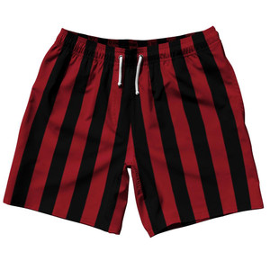 Cardinal Red & Black Vertical Stripe Swim Shorts 7.5" Made in USA by Ultras Cardinal Red & Black Vertical Stripe Swim Shorts 7.5" Made in USA by Ultras