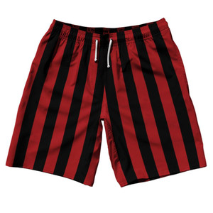 Dark Red & Black Vertical Stripe 10" Swim Shorts Made in USA by Ultras Dark Red & Black Vertical Stripe 10" Swim Shorts Made in USA by Ultras