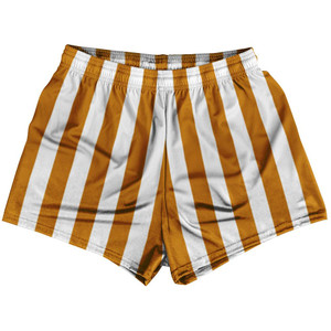 Burnt Orange & White Vertical Stripe Womens & Girls Sport Shorts End Made In USA by Ultras Burnt Orange & White Vertical Stripe Womens & Girls Sport Shorts End Made In USA by Ultras