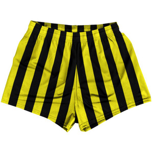 Canary Yellow & Black Vertical Stripe Womens & Girls Sport Shorts End Made In USA by Ultras Canary Yellow & Black Vertical Stripe Womens & Girls Sport Shorts End Made In USA by Ultras
