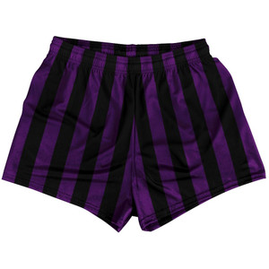 Medium Purple & Black Vertical Stripe Womens & Girls Sport Shorts End Made In USA by Ultras Medium Purple & Black Vertical Stripe Womens & Girls Sport Shorts End Made In USA by Ultras